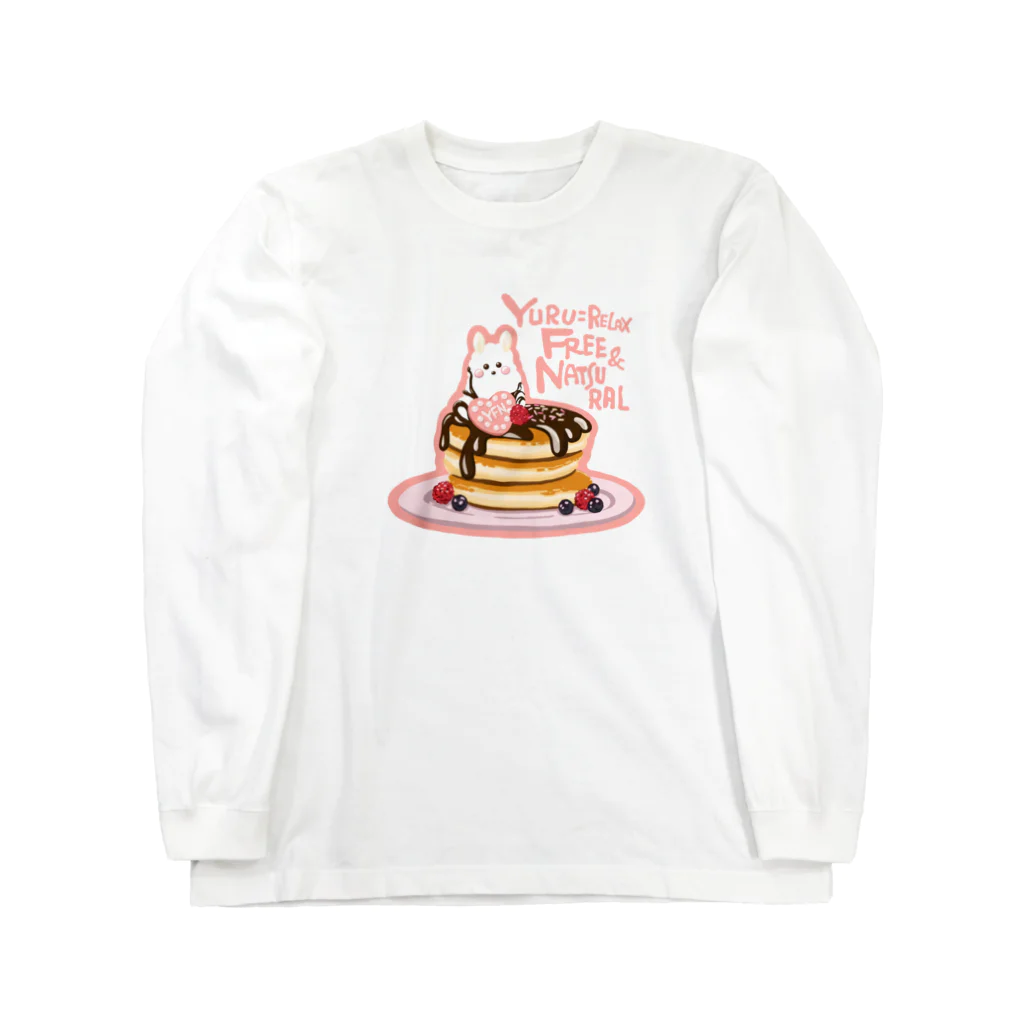 yuru.natu.artのゆるパカパンケーキ ロングスリーブTシャツ