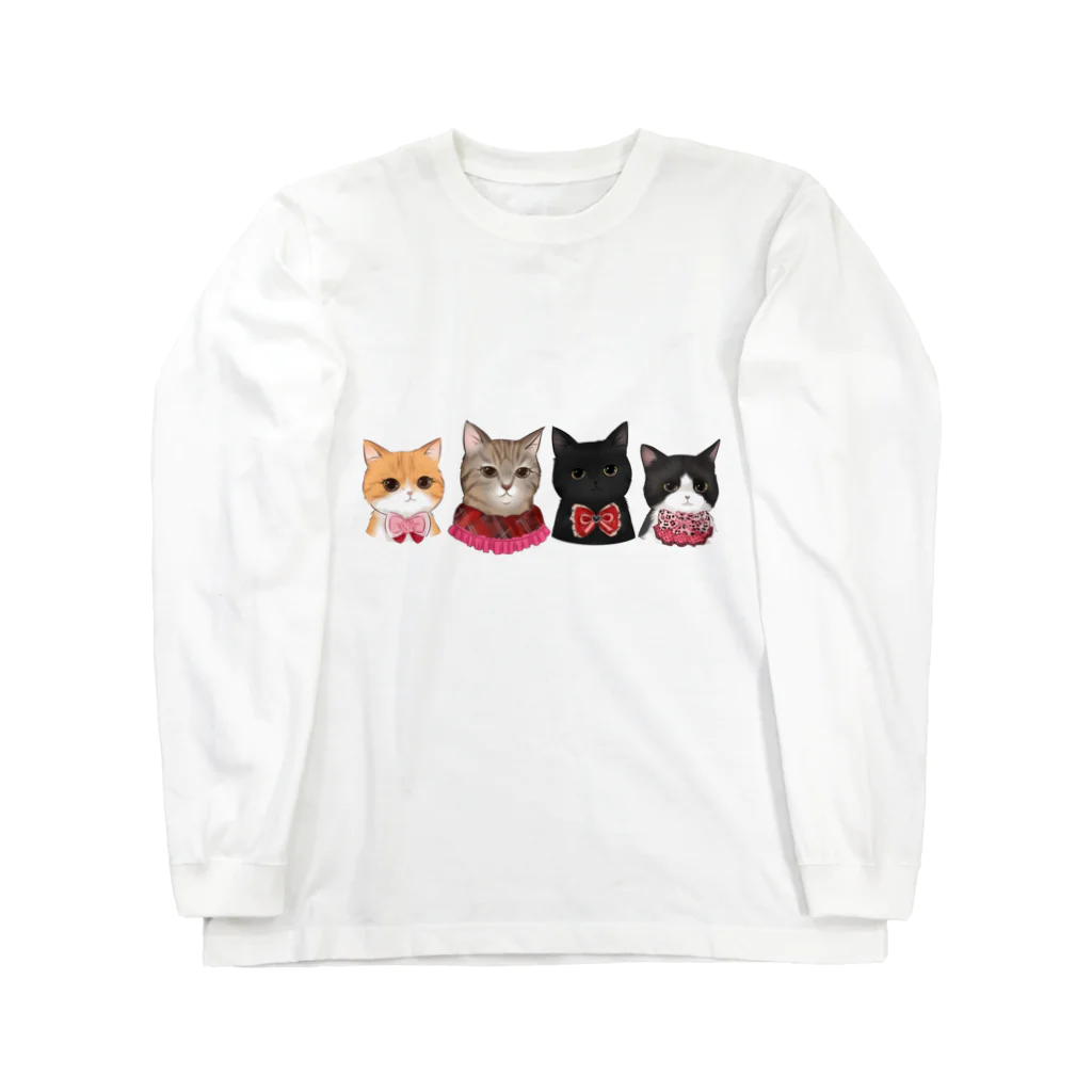 そら＆うみ＆りくの４にゃんデジタルイラスト Long Sleeve T-Shirt