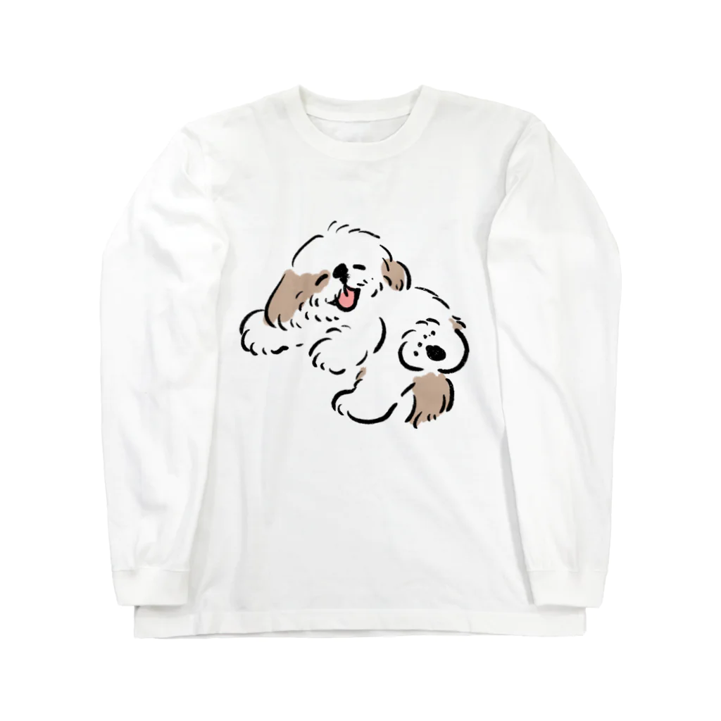 ぺろぺろぺろぺろ【せいこせんせい】のシーズー ニコニコ 　【せいこせんせい】犬 ロングスリーブTシャツ