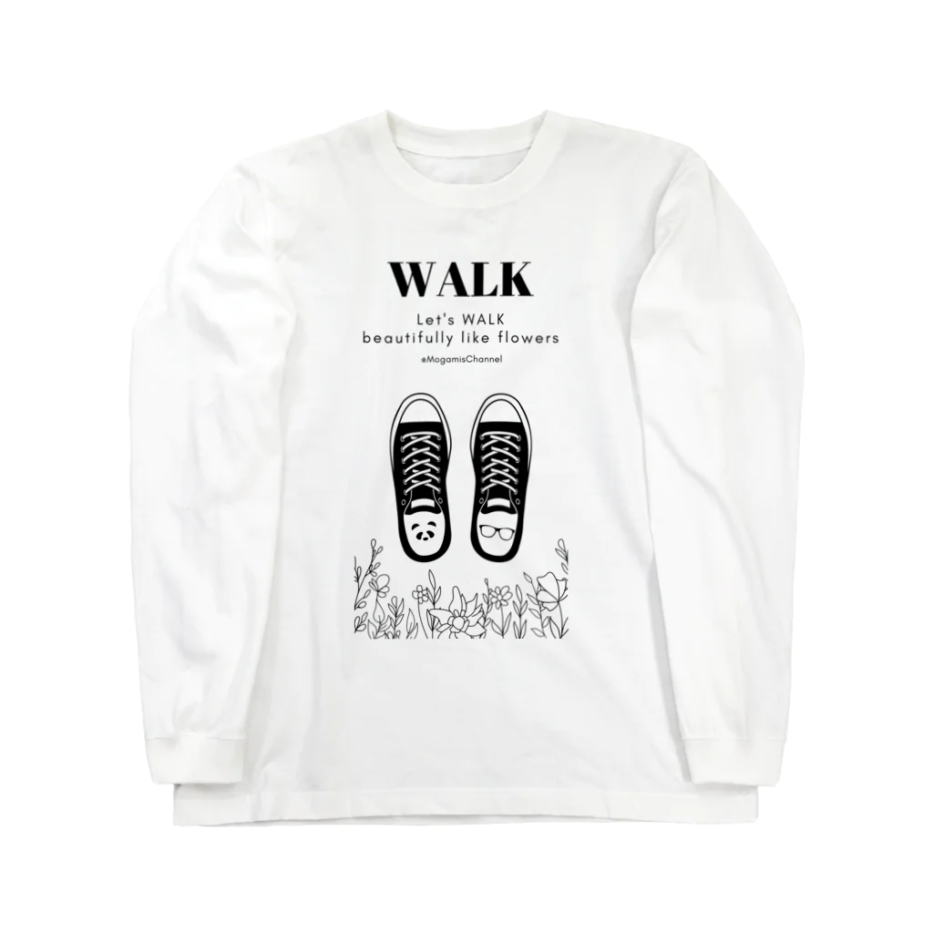 もがみ家ショップSUZURI店の【2023'小さな勇者誕生記念】Let's WALK シリーズ(シロ) Long Sleeve T-Shirt