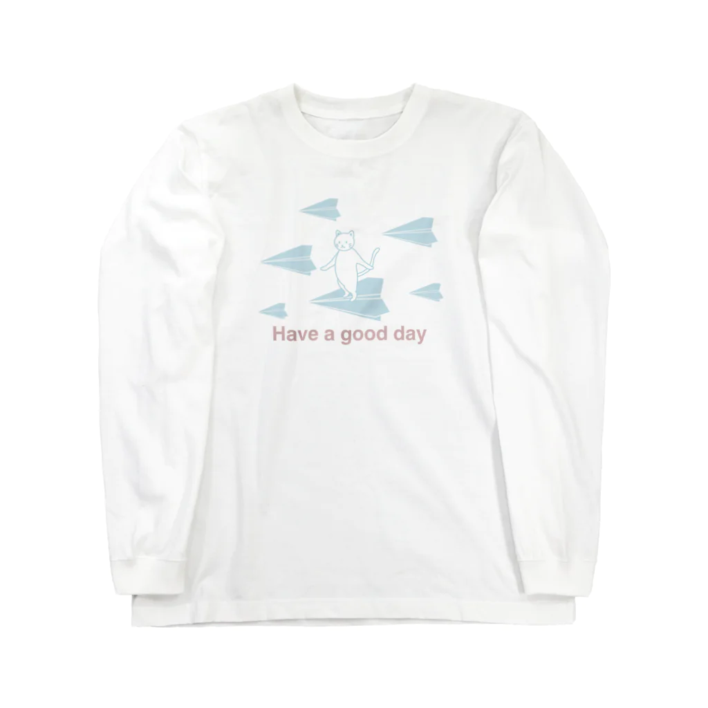 soraの紙飛行機に乗った猫のさぶろう Long Sleeve T-Shirt