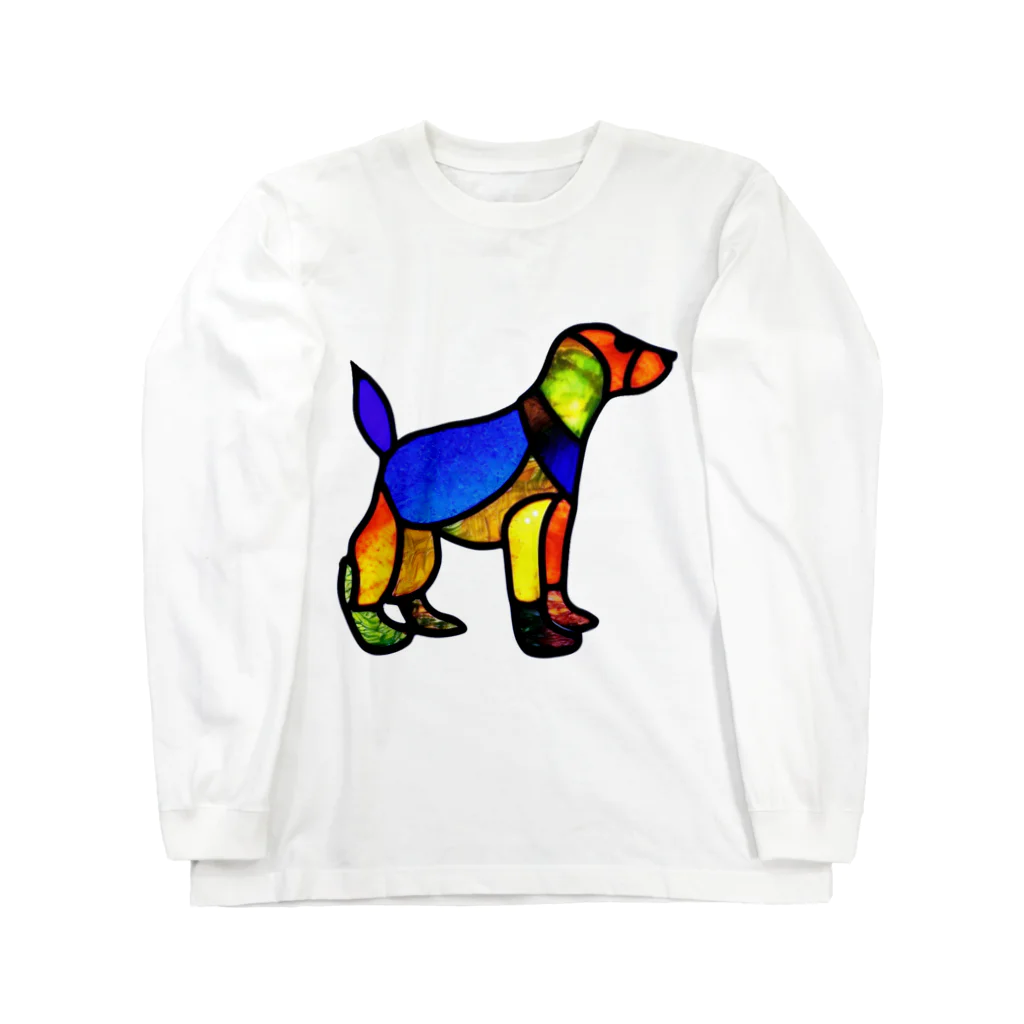 VERITIST (ヴェリティストSUZURI店)のステンドグラス風の犬 Long Sleeve T-Shirt