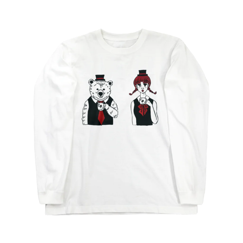 ソーメンズのクマと桃 Long Sleeve T-Shirt