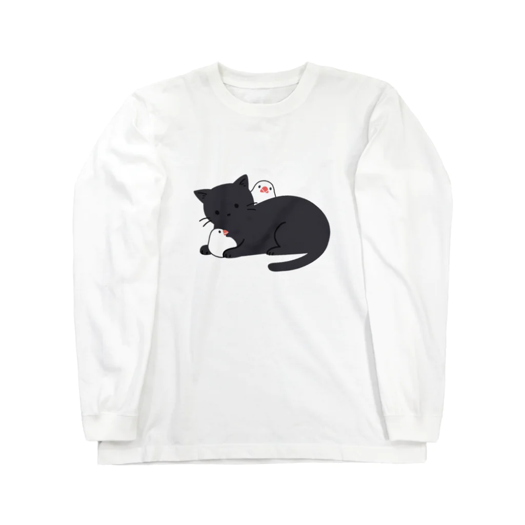 あずき缶の黒猫と白文鳥 Long Sleeve T-Shirt