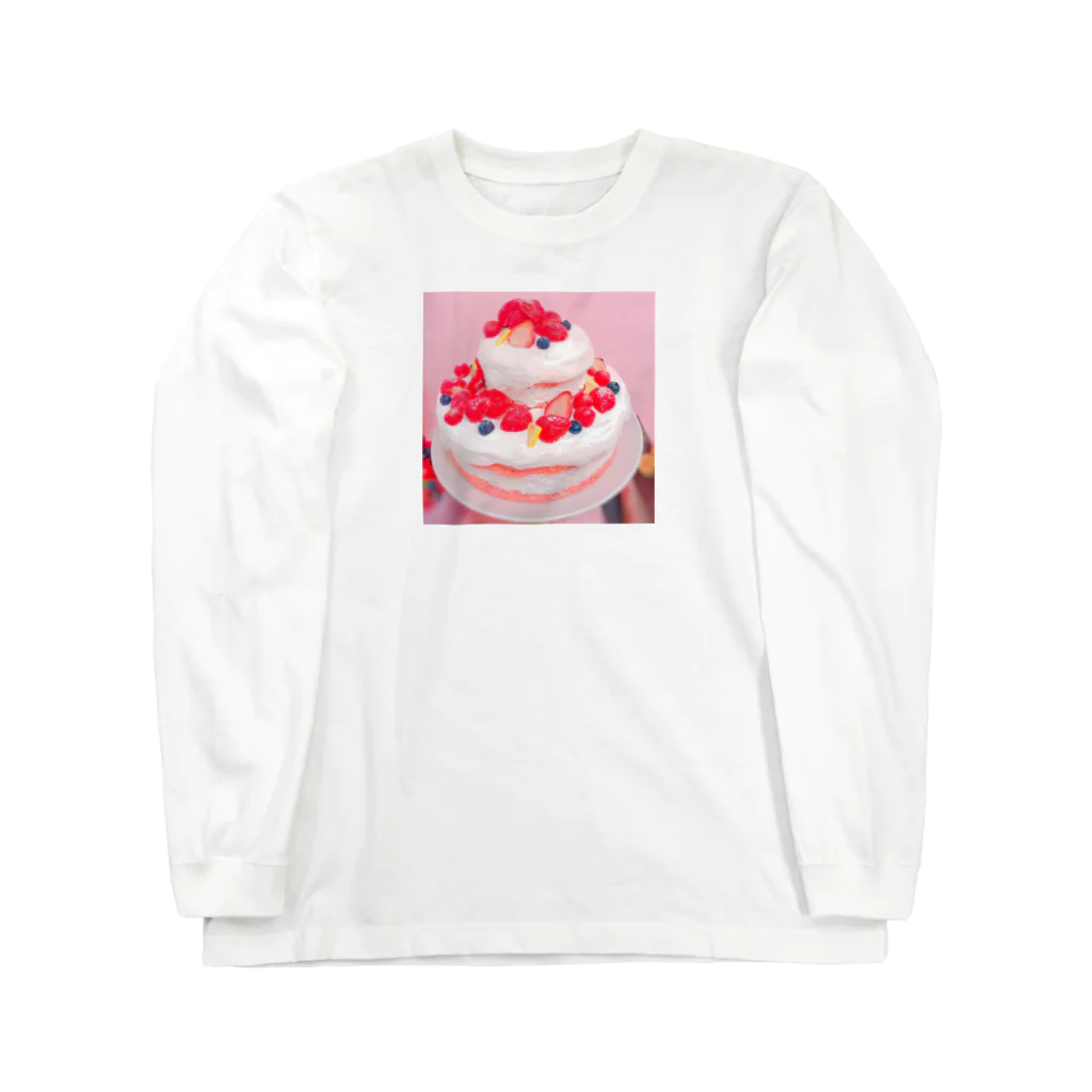 かわいい図鑑パティスリーのベリーのピンクネイキッドケーキ Long Sleeve T-Shirt