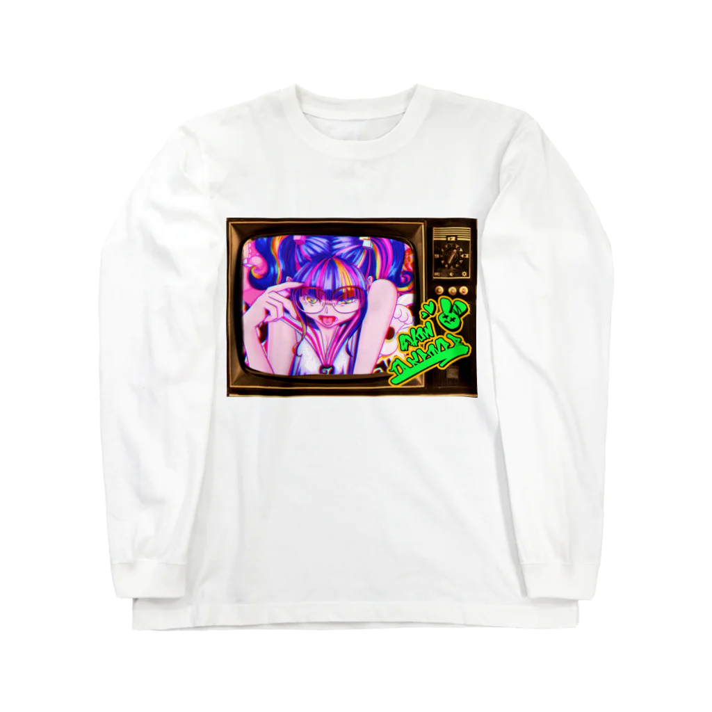 モダンラヂオの【昭和ヤンキー少女】レトロTV Ver. ロングスリーブTシャツ