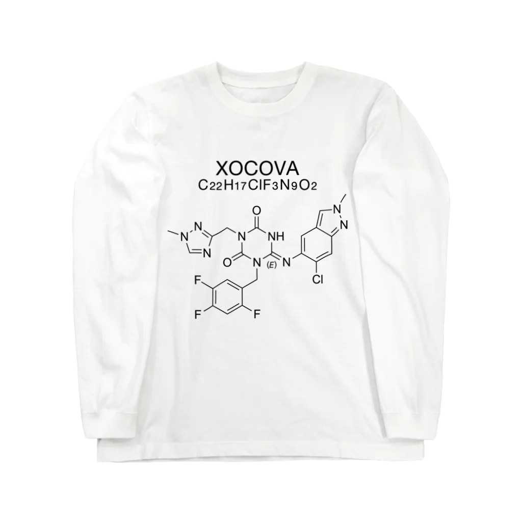 DRIPPEDのXOCOVA C22H17ClF3N9O2-ゾコーバ-(Ensitrelvir-エンシトレルビル-) Long Sleeve T-Shirt