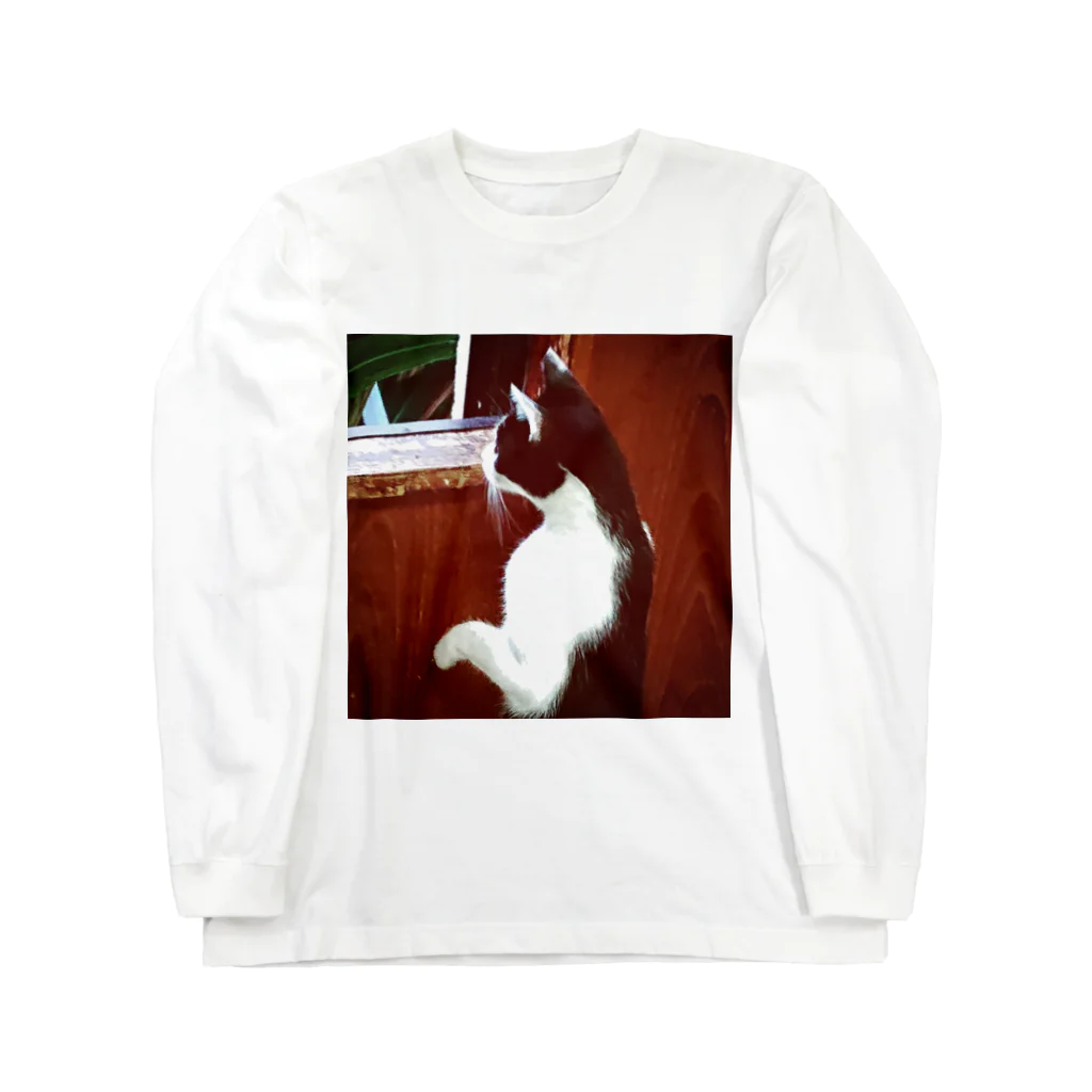 天光のねこ部屋の窓際のプリンちゃん Long Sleeve T-Shirt