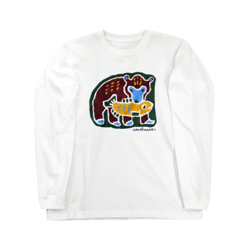 camelwreathのラグT  (木彫りの熊のラグ) ロングスリーブTシャツ