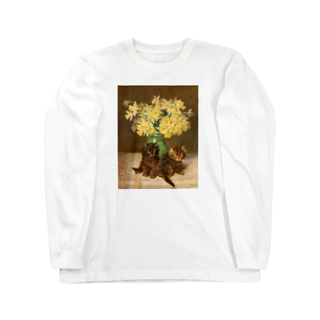 猫アートグッズのダニエル・メルリン《花瓶の前にいる2匹の子猫》 Long Sleeve T-Shirt