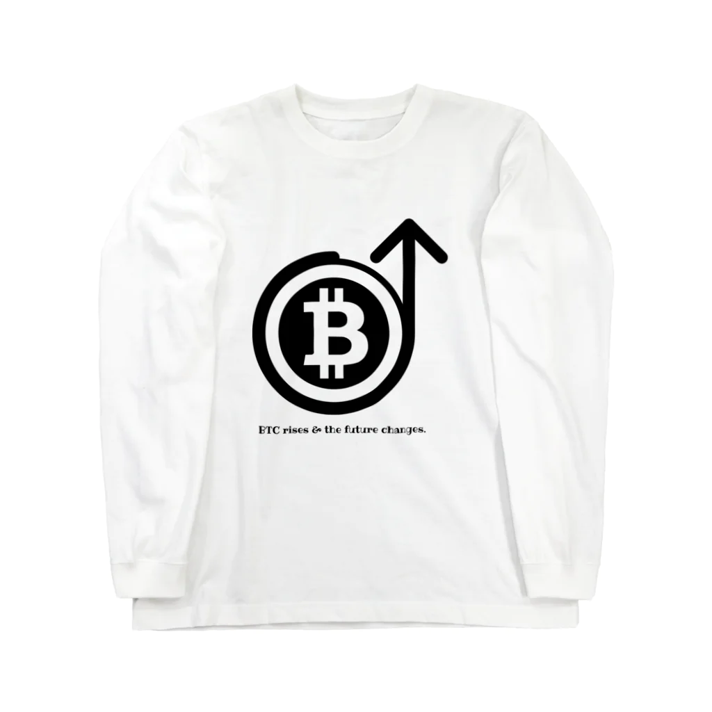 仮想通貨グッズショップの急上昇ビットコインシリーズ（黒ロゴ） ロングスリーブTシャツ