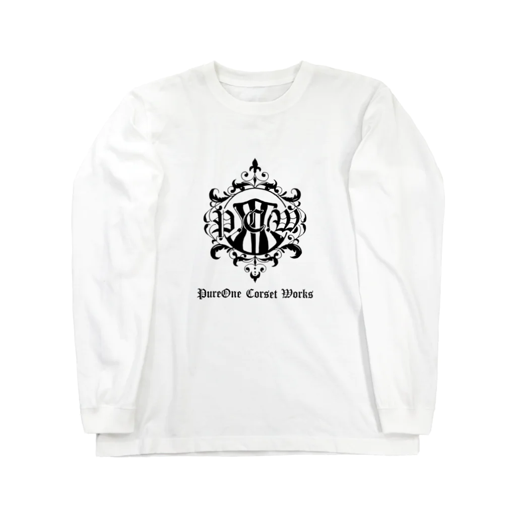ピュアワン コルセット ワークスのメインロゴ柄 ロングスリーブTシャツ