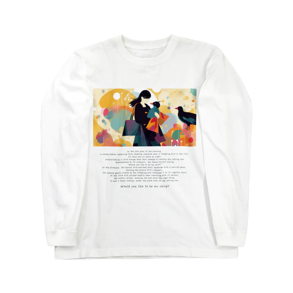 鳥救うSUZURIの『ウチの子になる？』【寄付付き商品】 Long Sleeve T-Shirt