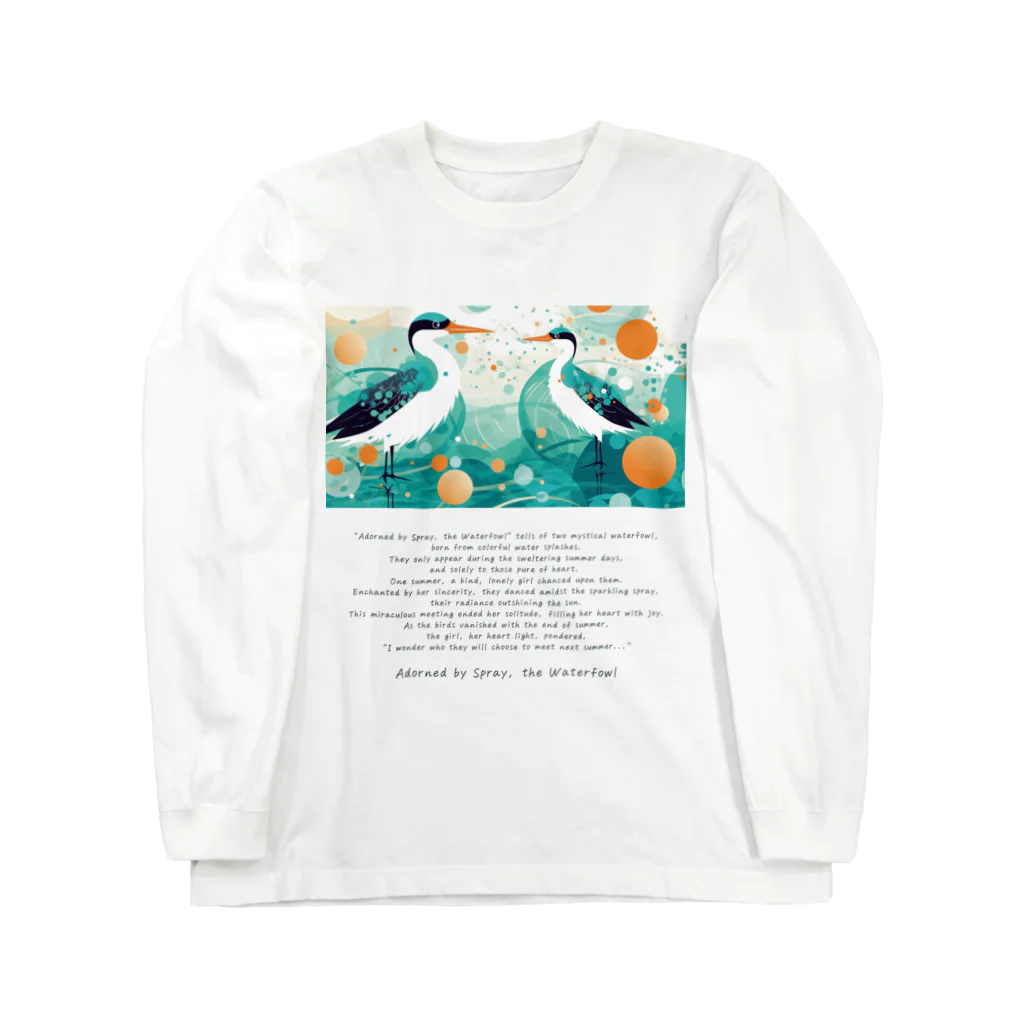 鳥救うSUZURIの『しぶきをまとうみずどり』【寄付付き商品】 Long Sleeve T-Shirt