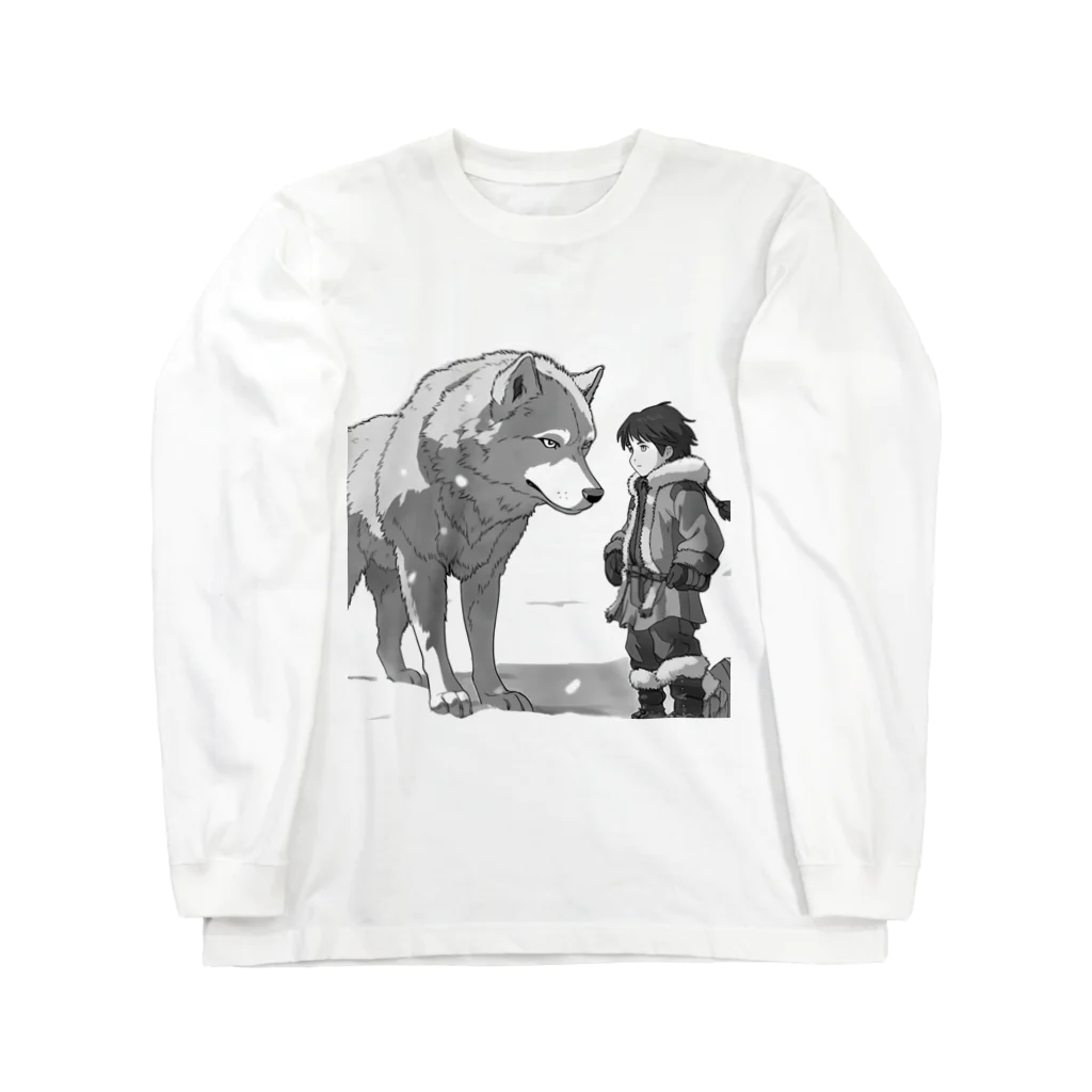 桜音ことこ企画の雪原の少年とオオカミ Long Sleeve T-Shirt