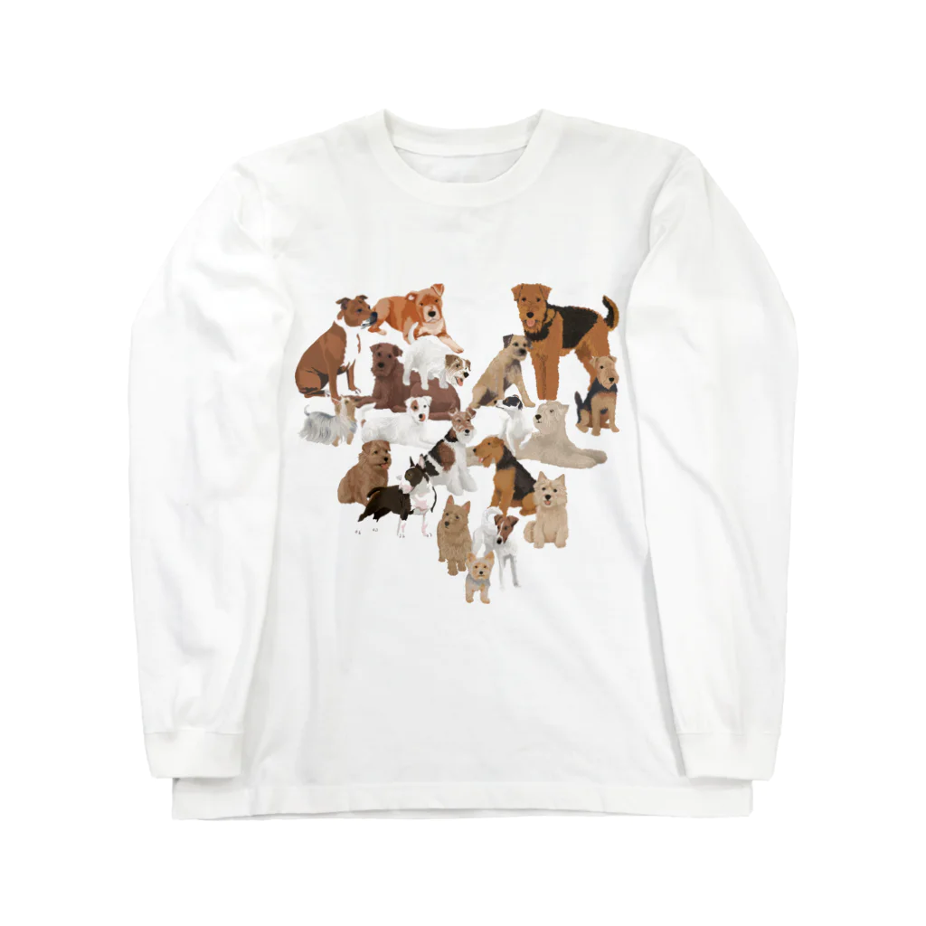 sayapochaccoのMy favorite terrier in the shape of a heart♥brown~beige~white ロングスリーブTシャツ