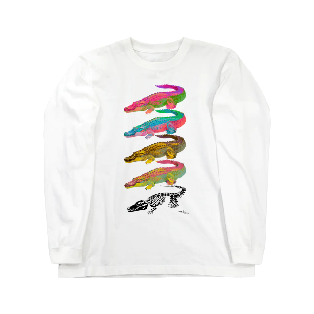 どうぶつのホネ、ときどきキョウリュウ。のイリエワニとホネ Long Sleeve T-Shirt