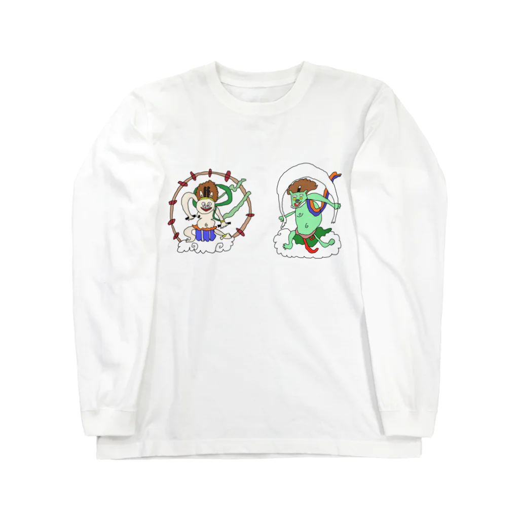 絵心ないOLの部屋着の風神雷神（前面ver） Long Sleeve T-Shirt