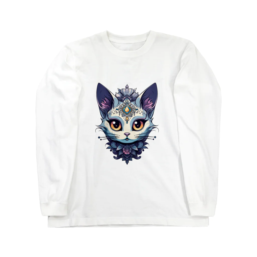 Vasetti_pressの可愛いヴィクトリア朝の猫 ロングスリーブTシャツ
