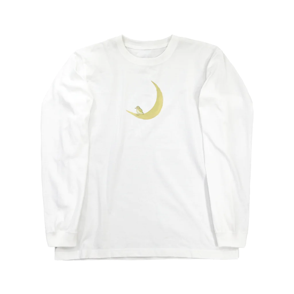 rilybiiのThe watching moon and the resting yellow bird. ロングスリーブTシャツ