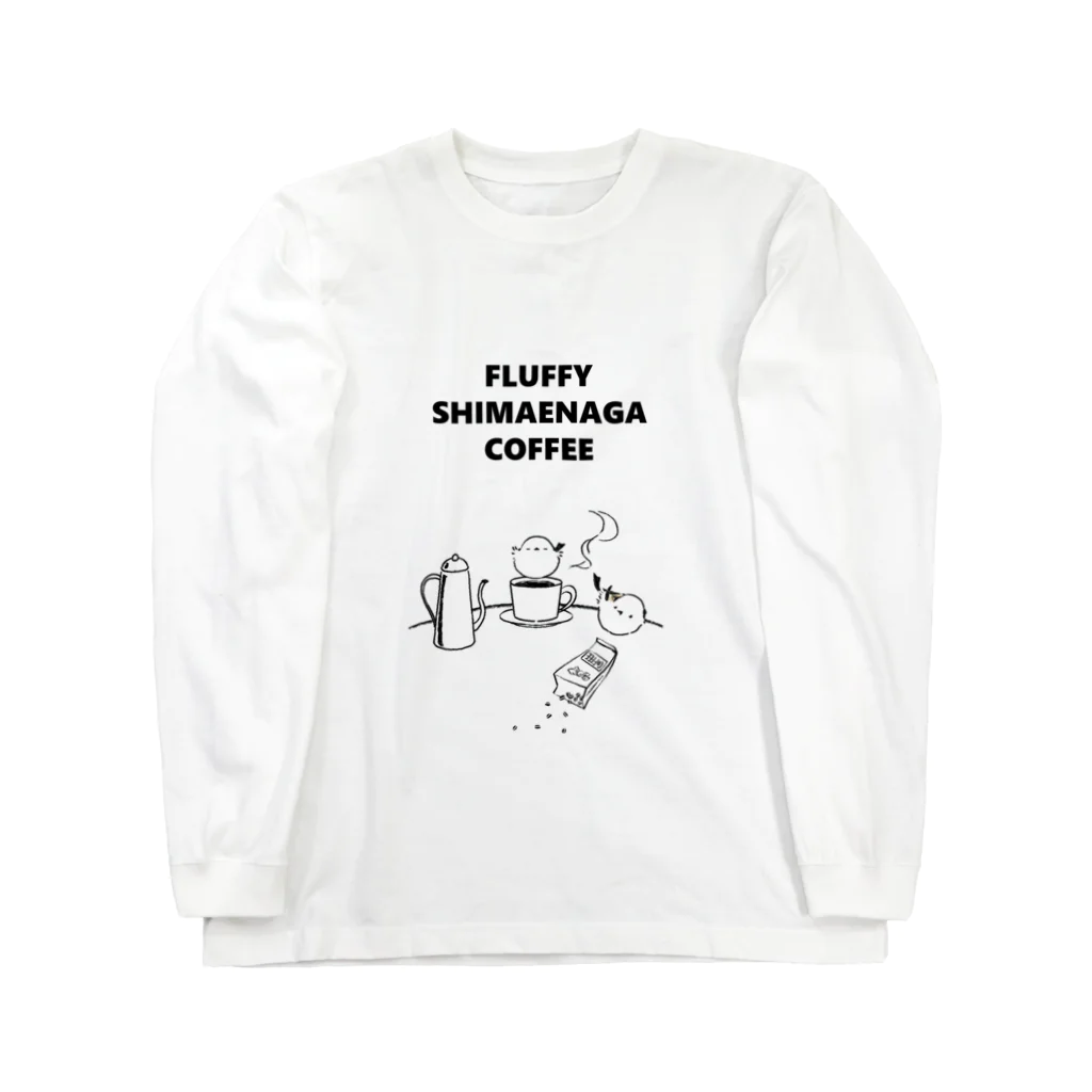 rina_suzuriのもふもふシマエナガ coffee -Tシャツ- Long Sleeve T-Shirt