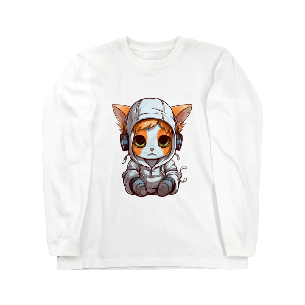 Vasetti_pressのパーカーを着ているネコちゃん Long Sleeve T-Shirt