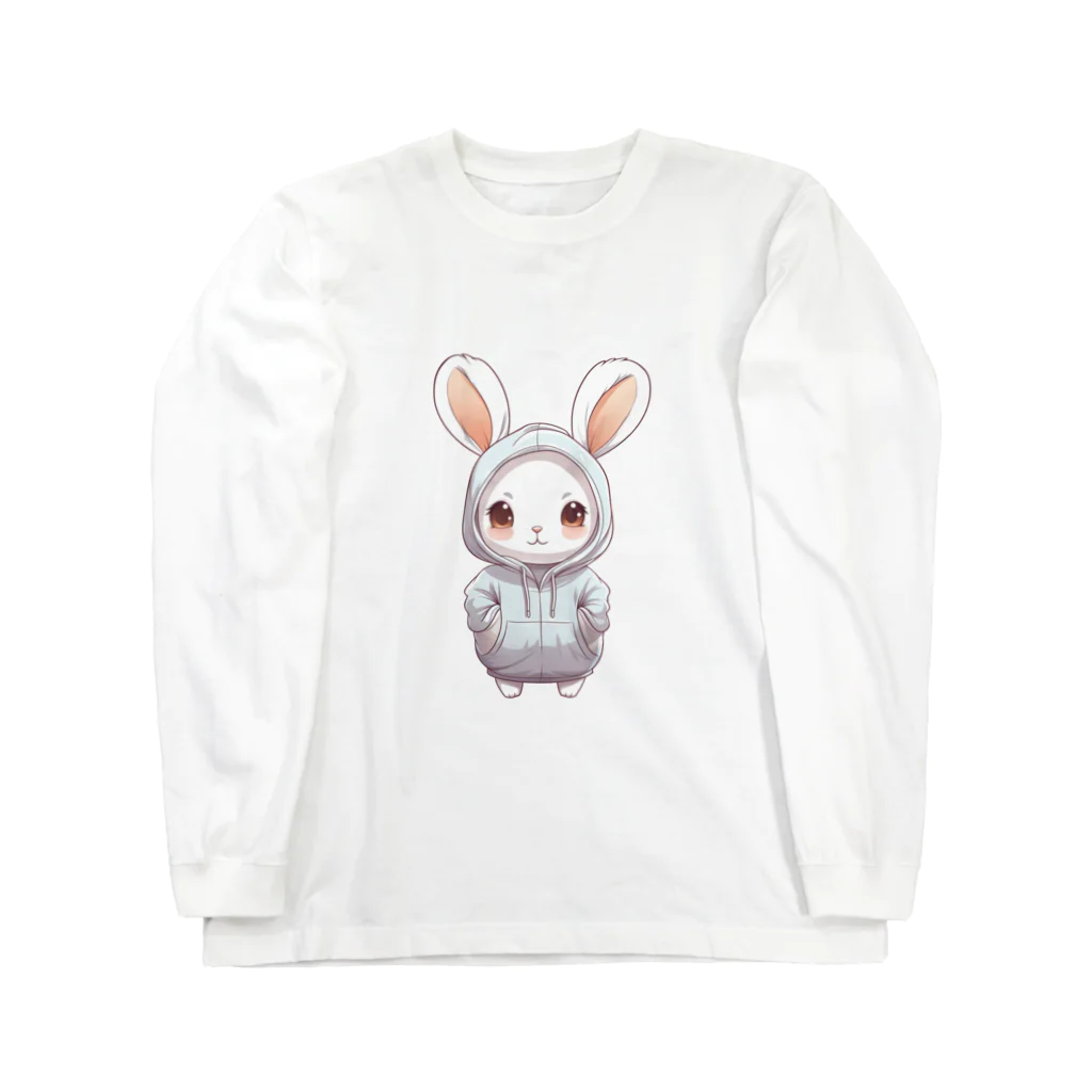 Vasetti_pressのパーカーを着ているうさぎちゃん Long Sleeve T-Shirt