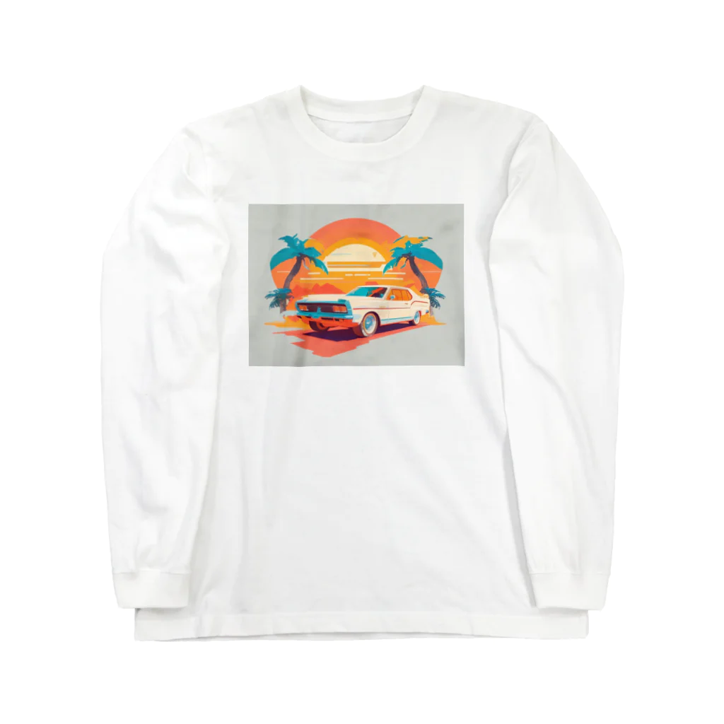 🔥AI art shop🔥の夕焼けのドライブ ロングスリーブTシャツ