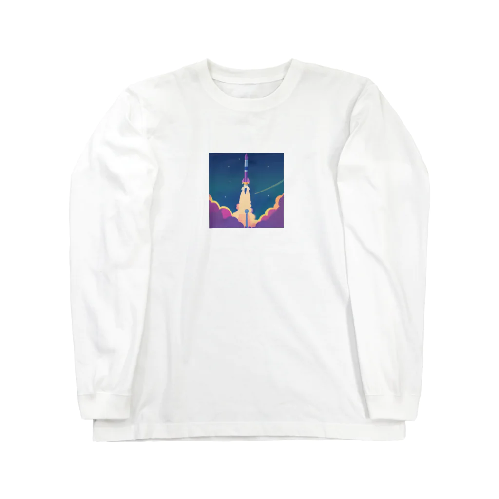 マメ食べようショップの【アニメ風】発射ロケット ロングスリーブTシャツ