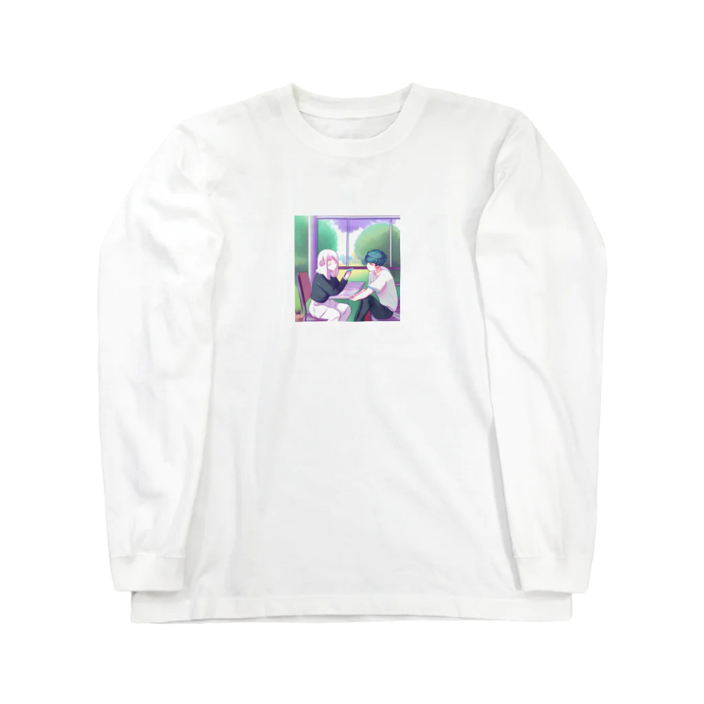 みやこのオリジナルショップのエモい大学生のカップル Long Sleeve T-Shirt