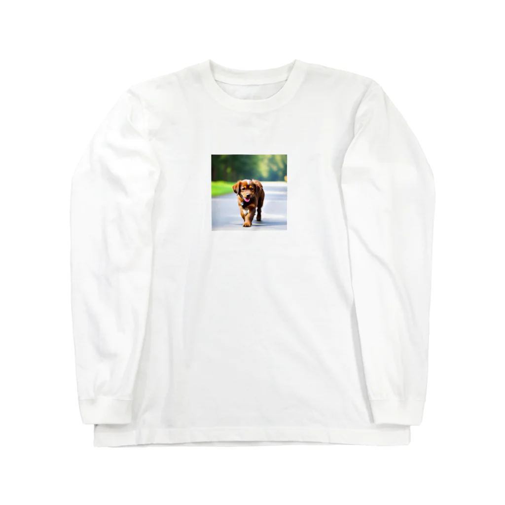 waka0129の茶色の犬 ロングスリーブTシャツ