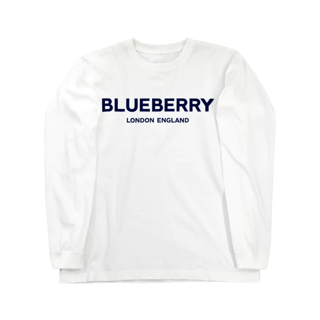 TOKYO LOGOSHOP 東京ロゴショップのBLUEBERRY LONDON ENGLAND-ブルーベリー ロンドン イングランド- ブルーネイビーロゴ ロングスリーブTシャツ