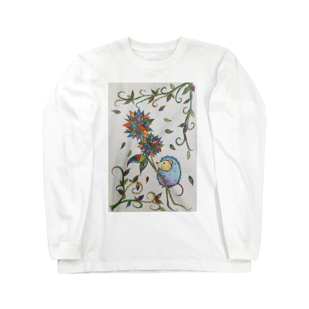 suuのカラフルな花とハリネズミ Long Sleeve T-Shirt