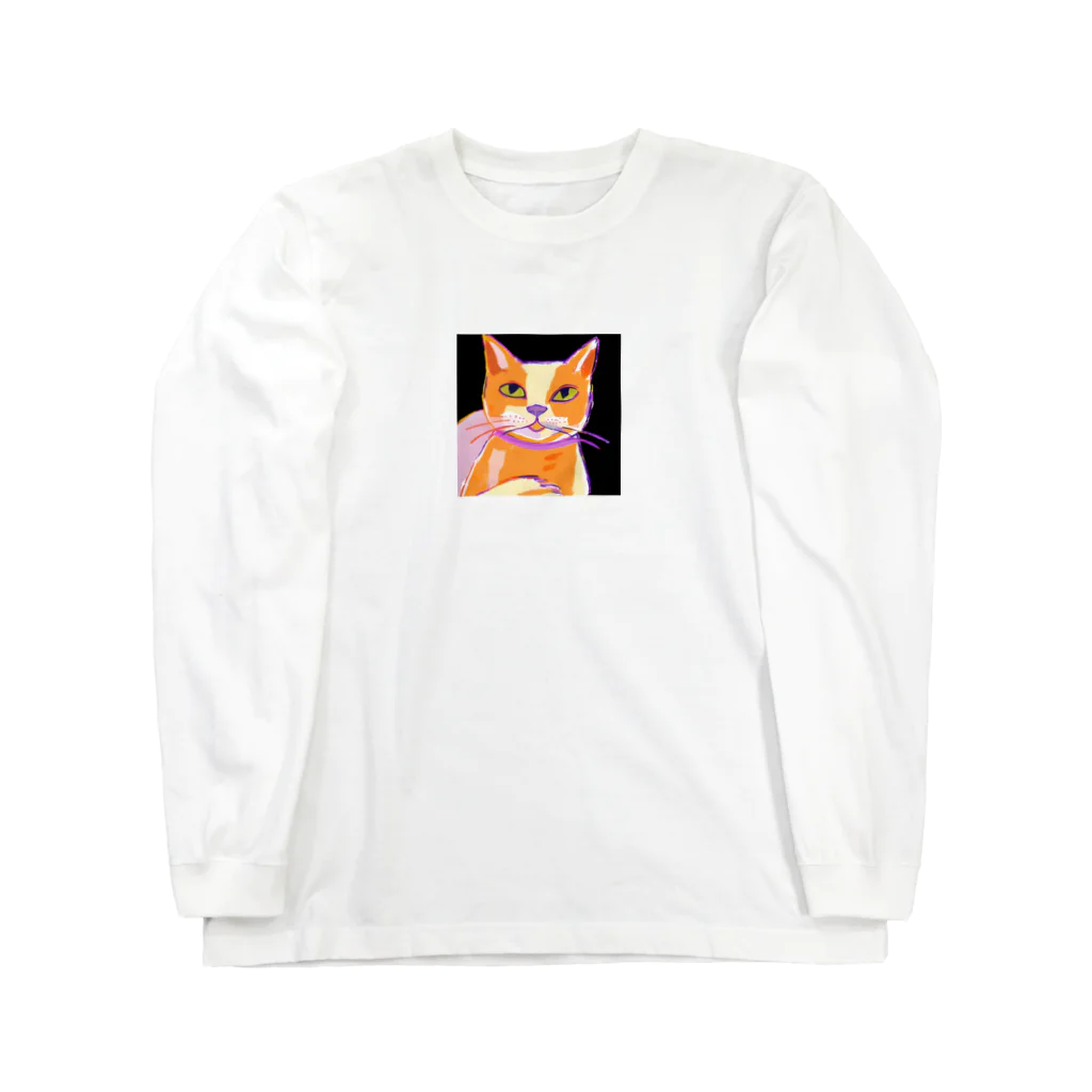 tefutefvの猫のイラストグッズ ロングスリーブTシャツ