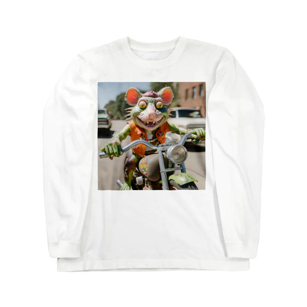 kuri_AMERICANのバイクに乗ったラットフィンク ロングスリーブTシャツ