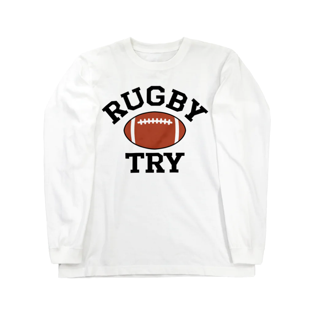 sports_tower スポーツタワーのラグビー・RUGBY・グッズ・デザイン・楕円形ボール・イラスト・スポーツ・Tシャツ・男子・女子・かっこいい・かわいい・選手・ラガーマン・インゴール・ラグビーユニオン・ラグビーリーグ Long Sleeve T-Shirt