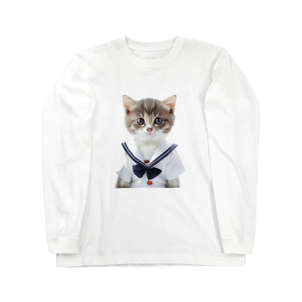 dogsandcatsのセーラーキャット Long Sleeve T-Shirt