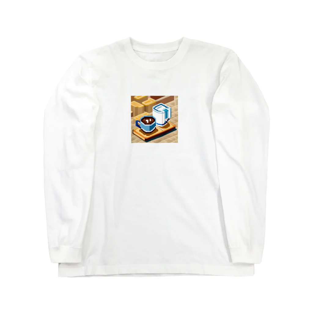 cunissaのドット絵コーヒーと電気ポット Long Sleeve T-Shirt