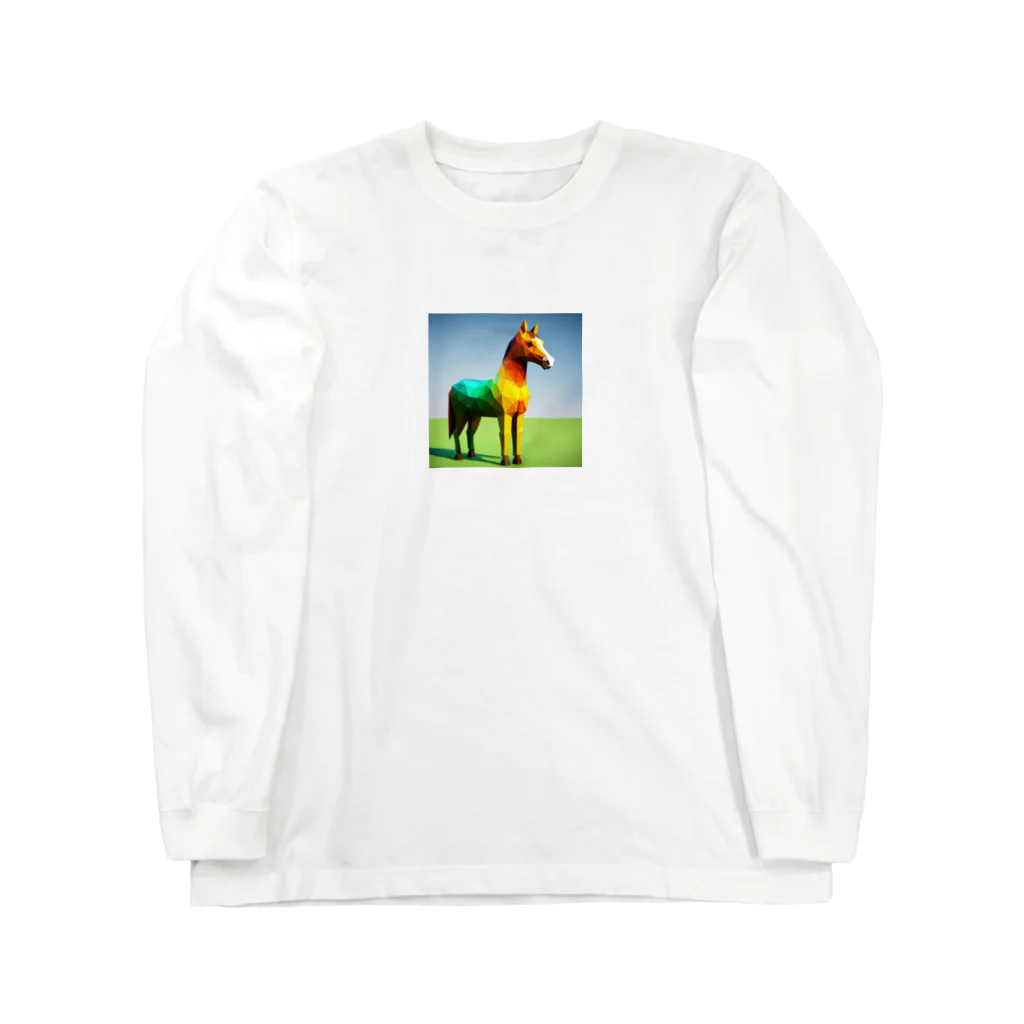 REIZAのカラフルにたたずむ馬 Long Sleeve T-Shirt