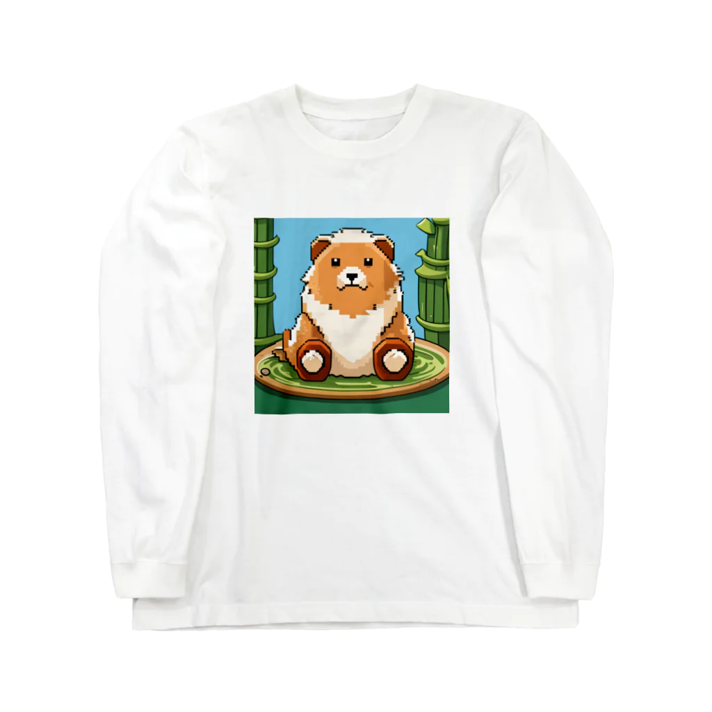 動物マニアのドット絵ショップのドット絵の可愛いクマちゃん🐻🎋 Long Sleeve T-Shirt