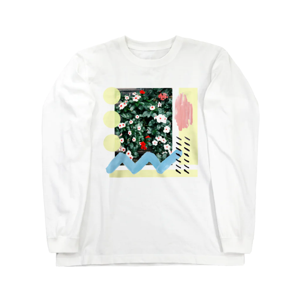 こだまの赤と白の花 Long Sleeve T-Shirt