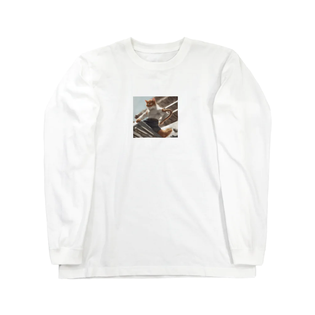 TAIYO 猫好きの躍動感あふれる猫 Long Sleeve T-Shirt