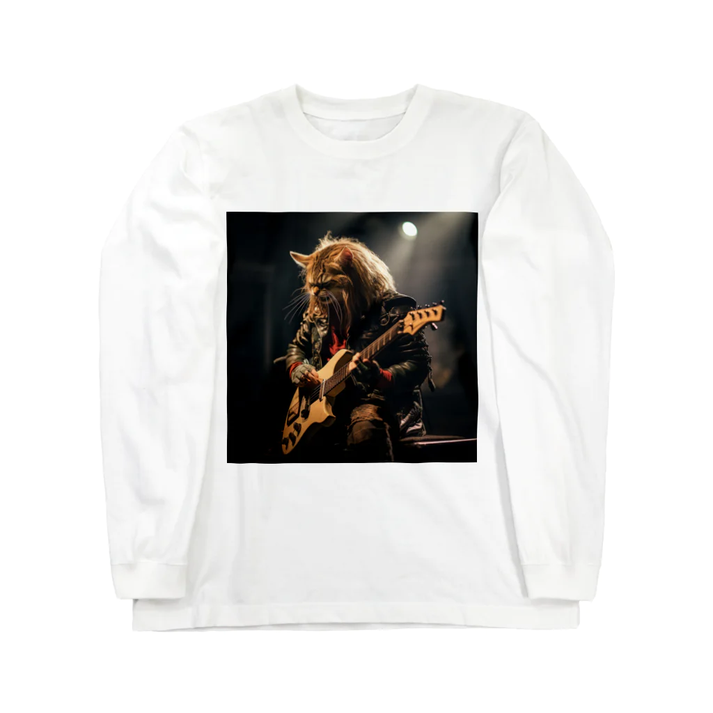 Gavi'sのRockなCat 猫ギターバージョン2 Long Sleeve T-Shirt