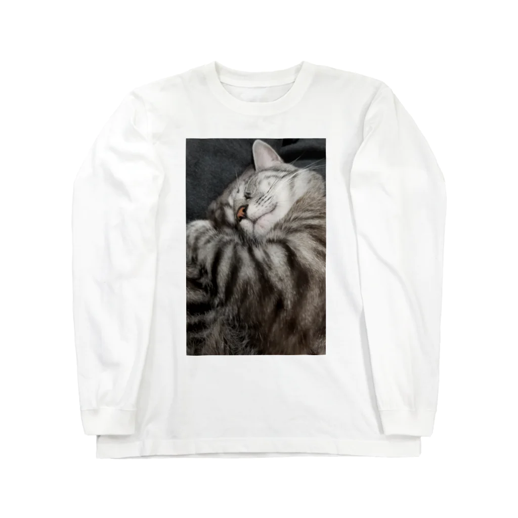 Grayのふてぶてしい猫です｡ ロングスリーブTシャツ