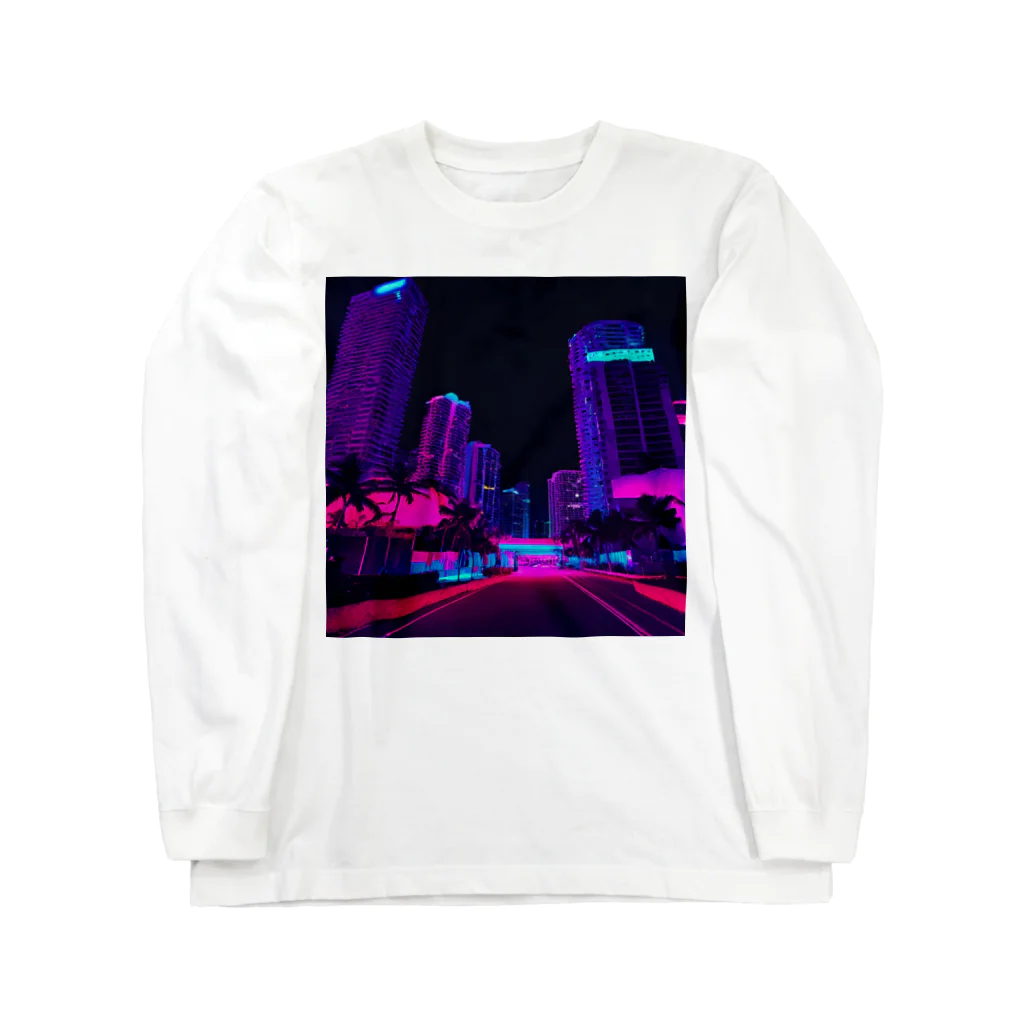 PCFTのネオン風都市 Long Sleeve T-Shirt