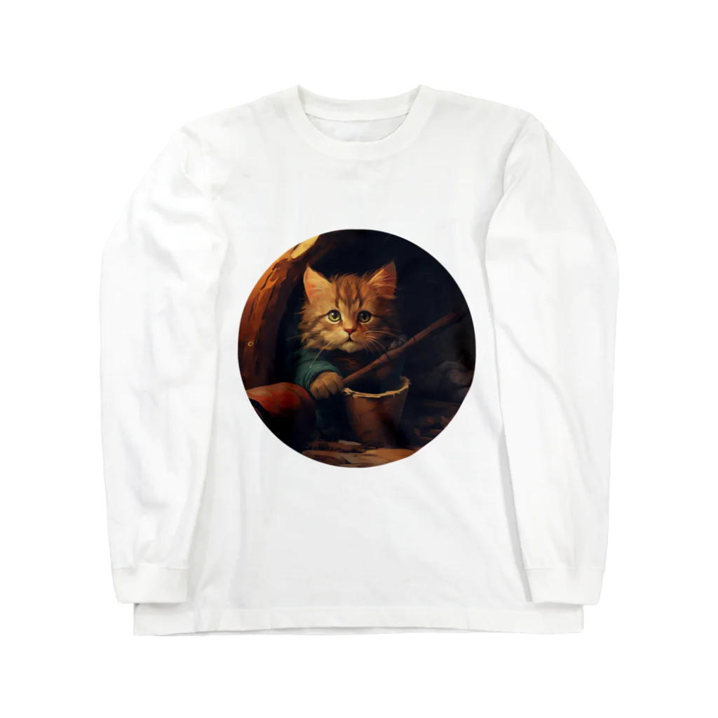 blue_7777　まねきねこショップの土管に住み着いた野良猫 Long Sleeve T-Shirt