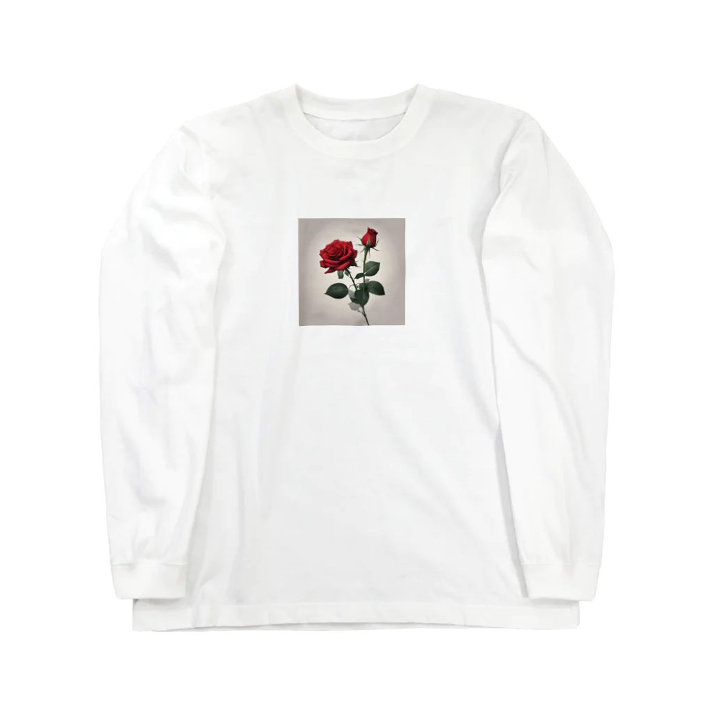 ごんの1本の赤い薔薇のイラストグッズ Long Sleeve T-Shirt