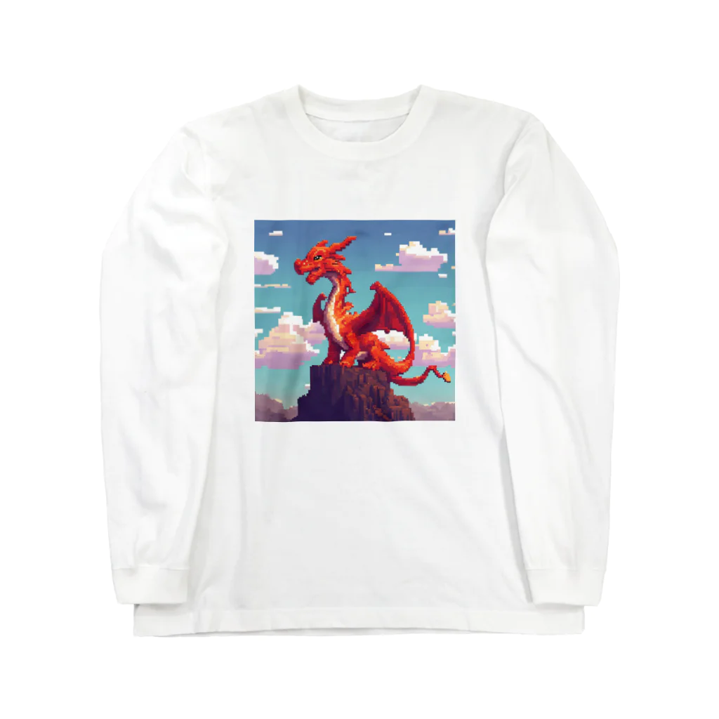 オカメインコのタロのドット絵のドラゴン ロングスリーブTシャツ