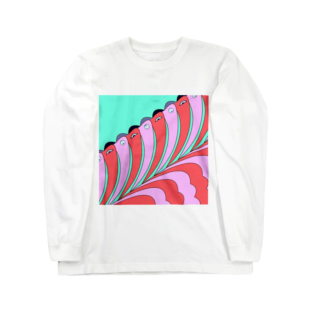 ココから（こーひーまる。）のカラフラミンゴ Long Sleeve T-Shirt