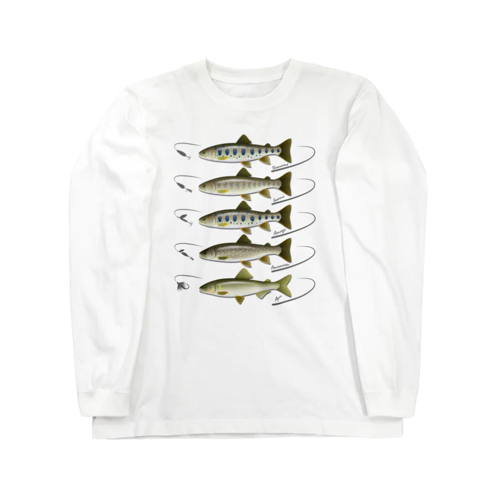 猫と釣り人のFreshwater fish_1bl ロングスリーブTシャツ